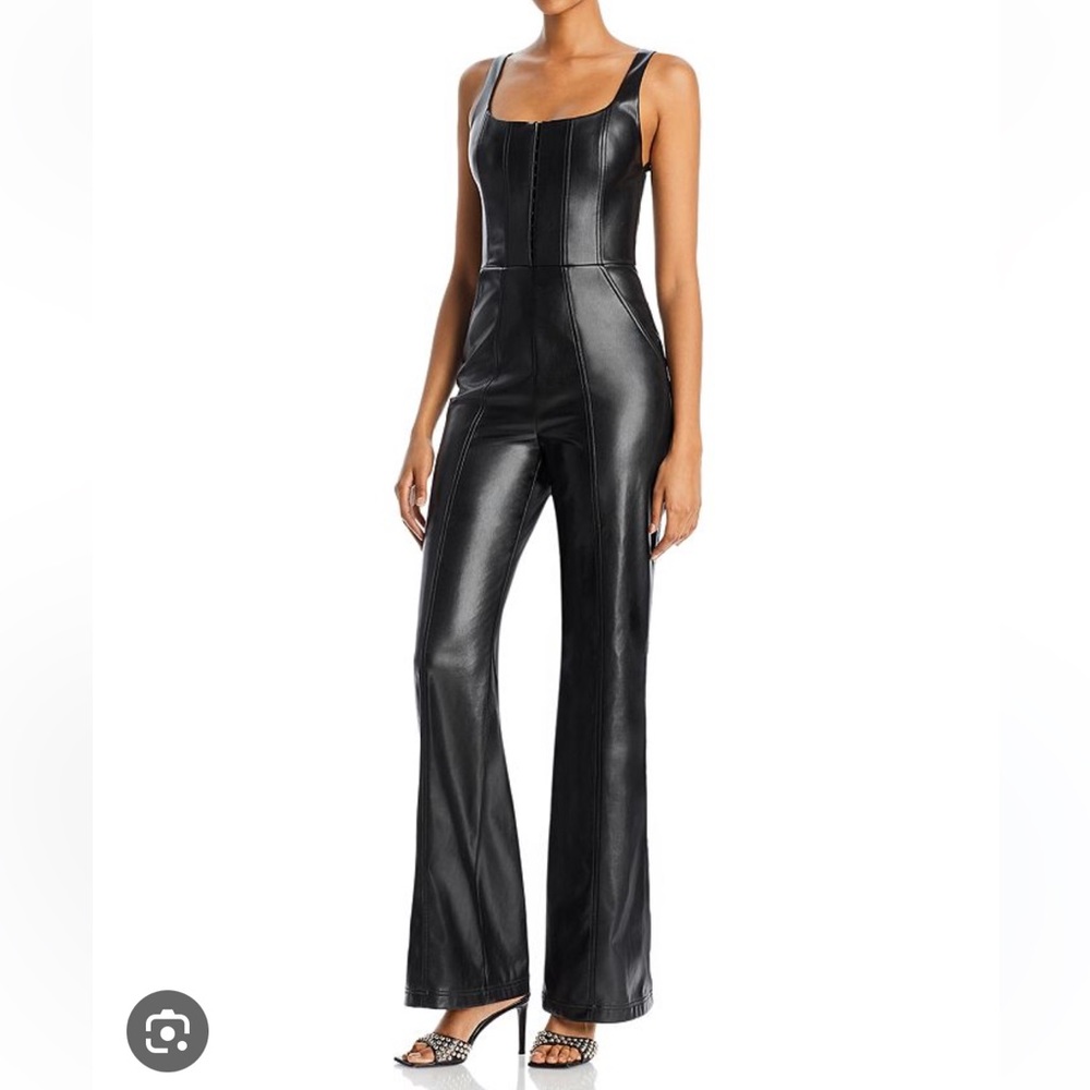 ❌❌ SOLD - Alice + Olivia Chels Vegan Leather Jumpsuit (Size 4)
